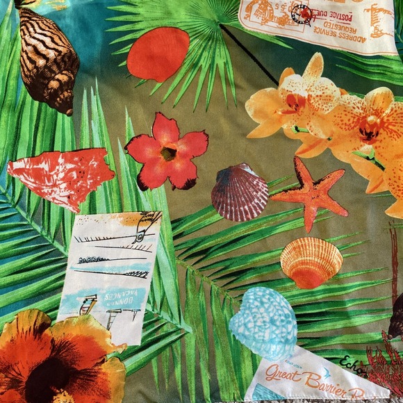 Vintage ECHO Silk Scarf Beach‎ Ocean Australia Travel Postcard Tropical Flowers - Picture 3 of 7